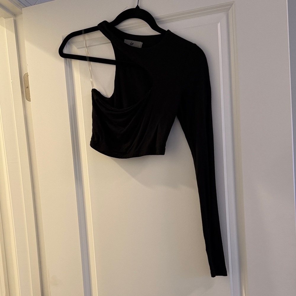 Black Naked Waredrobe (Lori Harvey Collection) One Sleeve Women's Top